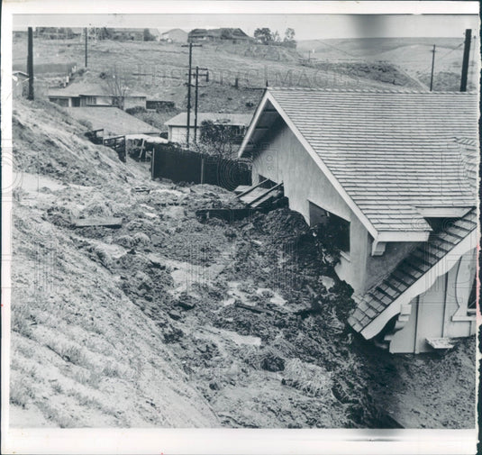 1962 Monterey Park CA Mud Slide Press Photo - Historic Images
