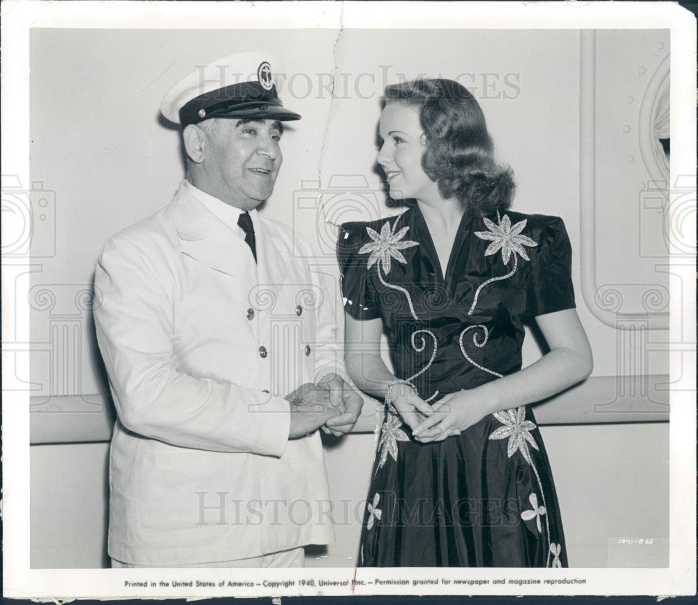 1940 Actors Eddie Polo &amp; Deanna Durbin Press Photo - Historic Images