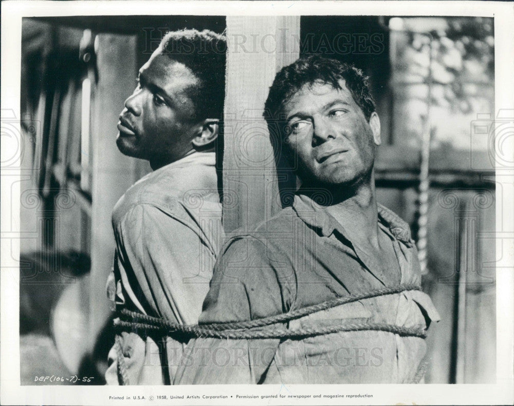 1958 Actors Sidney Poitier &amp; Tony Curits Press Photo - Historic Images