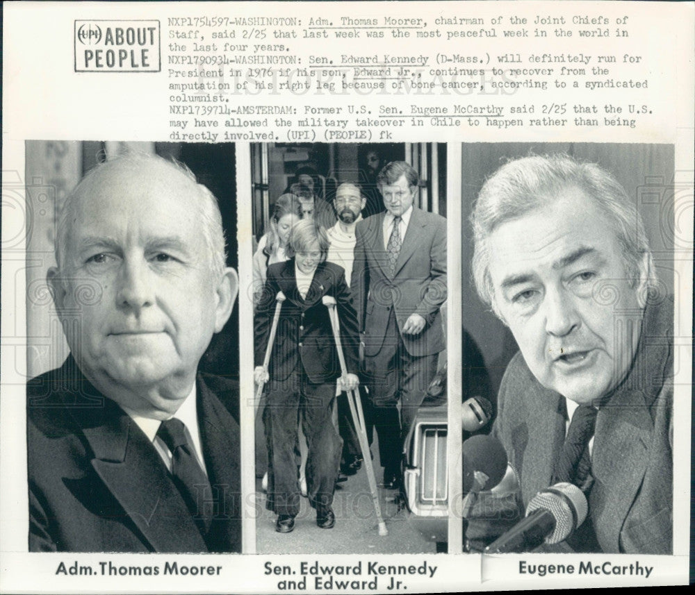 1974 Mass. Senator Edward Kennedy Press Photo - Historic Images