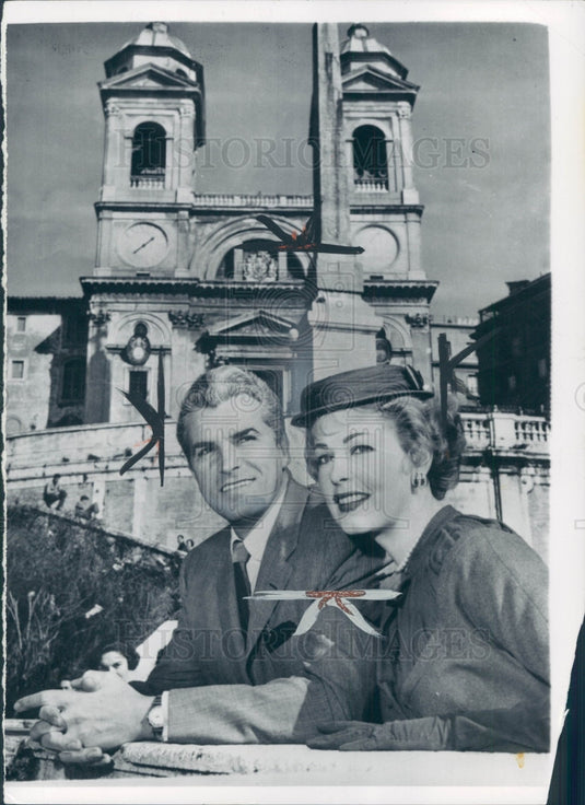 1956 Actors Arlene Dahl & Fernando Lamas Press Photo - Historic Images