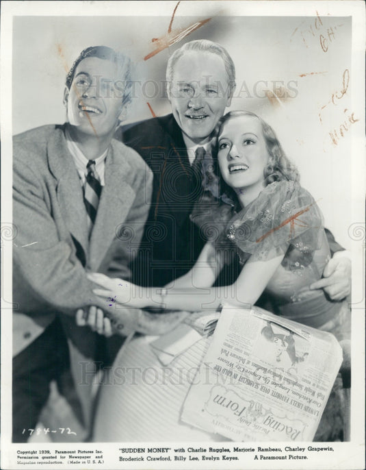 1939 Actors Evelyn Keyes & Charles Ruggles Press Photo - Historic Images