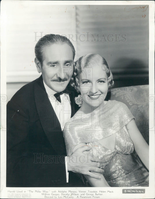 1936 Actor Adolphe Menjou & Verree Teasdale Press Photo - Historic Images