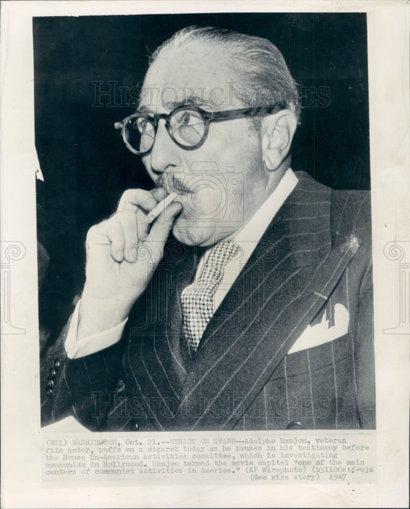 1947 Actor Adolphe Menjou Press Photo - Historic Images
