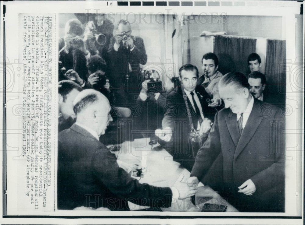 1969 France Politician Alain Poher Press Photo - Historic Images