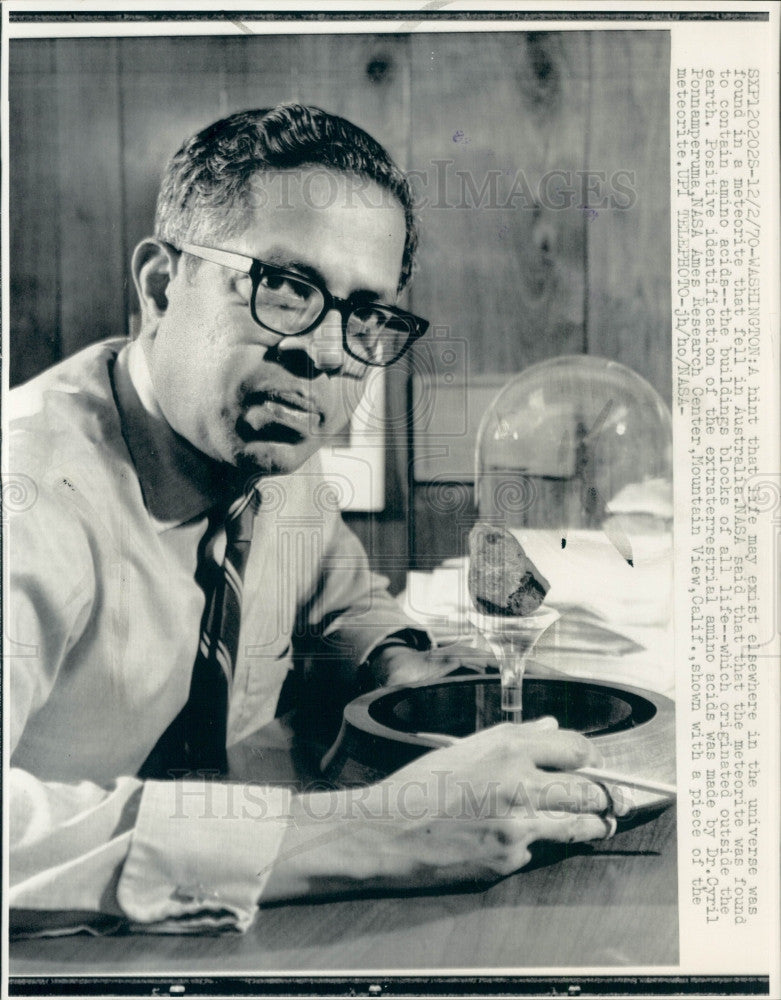 1970 Chem Evolution Scientist Cyril Ponnamperuma Photo - Historic Images