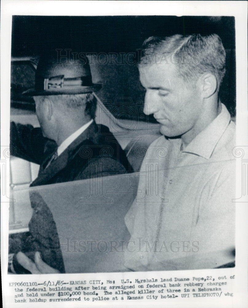 1965 Bank Robber/Murderer Duane Earl Pope Press Photo - Historic Images