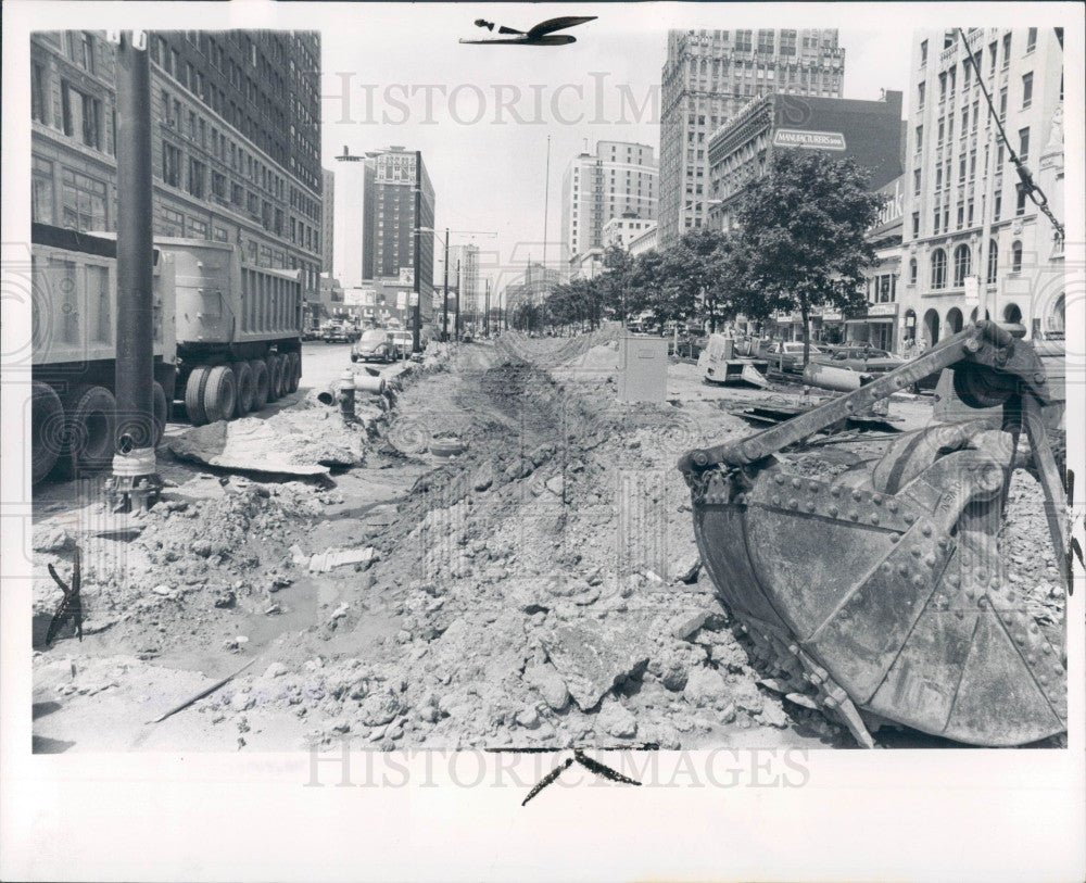 1976 Detroit Trolley Tracks Washington Blvd Press Photo - Historic Images