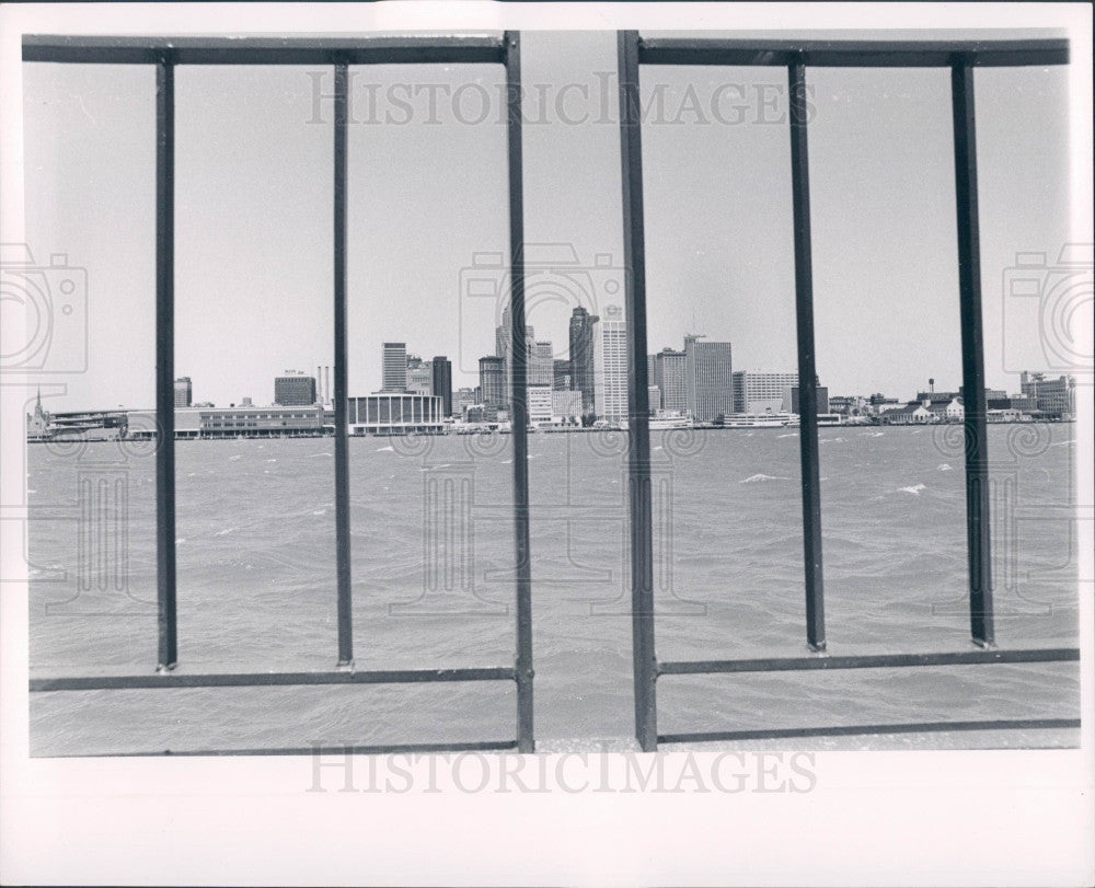 1965 Detroit MI Skyline &amp; Waterfront Press Photo - Historic Images