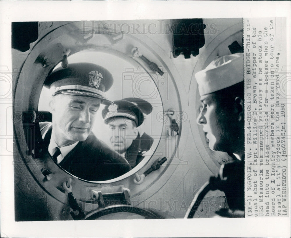 1950 USS Missouri Captain William Brown Press Photo - Historic Images