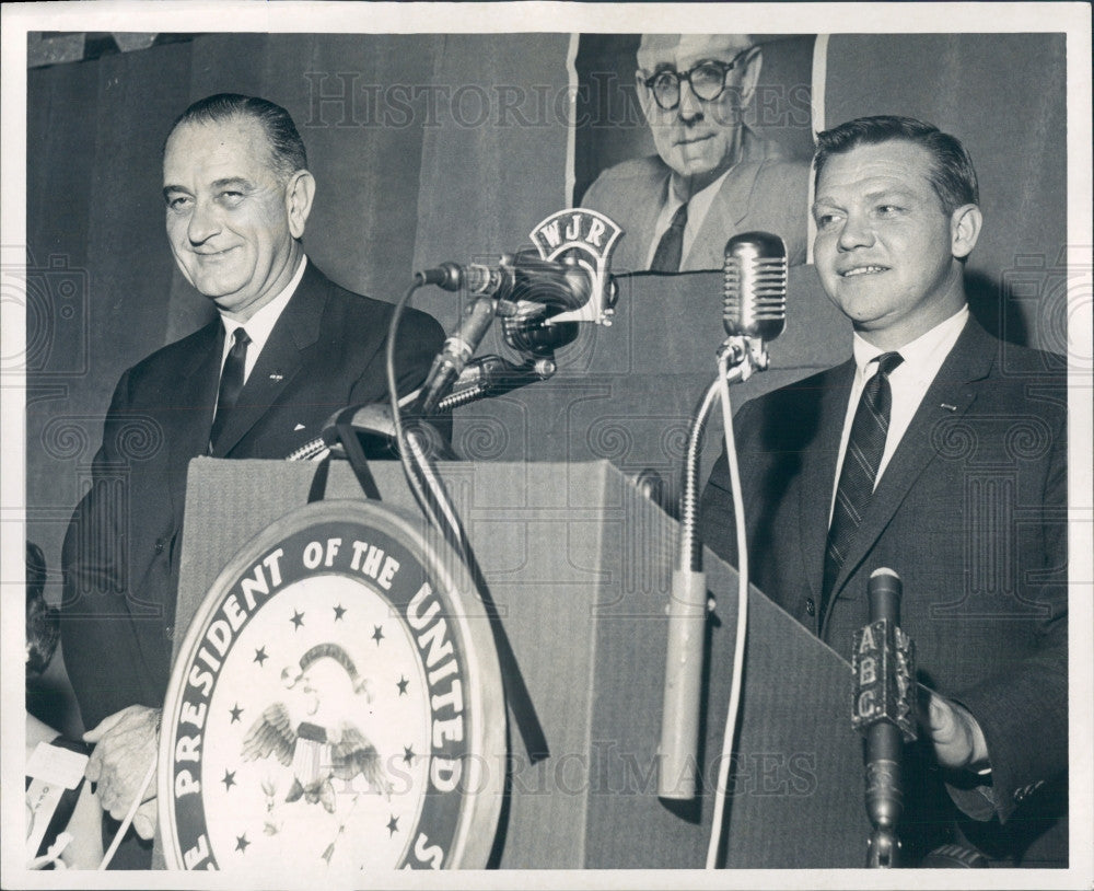 1963 VP Lyndon Johnson MI Gov Swainson Press Photo - Historic Images