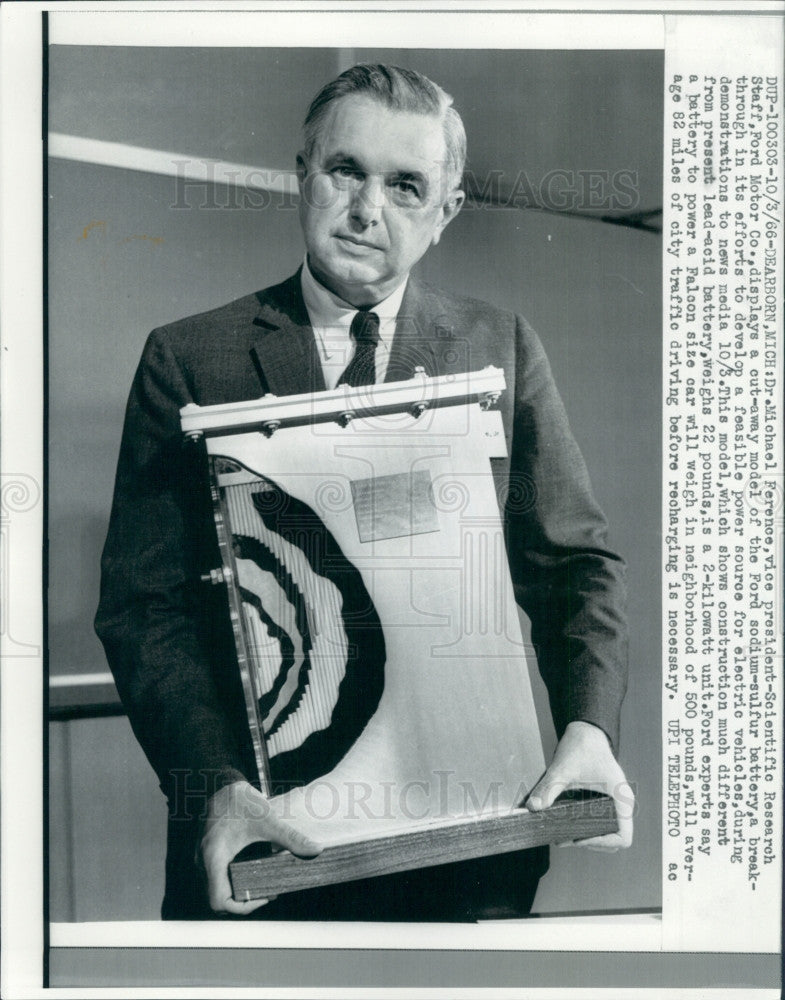 1966 Ford Motor Electric Vehicle Battery Press Photo - Historic Images