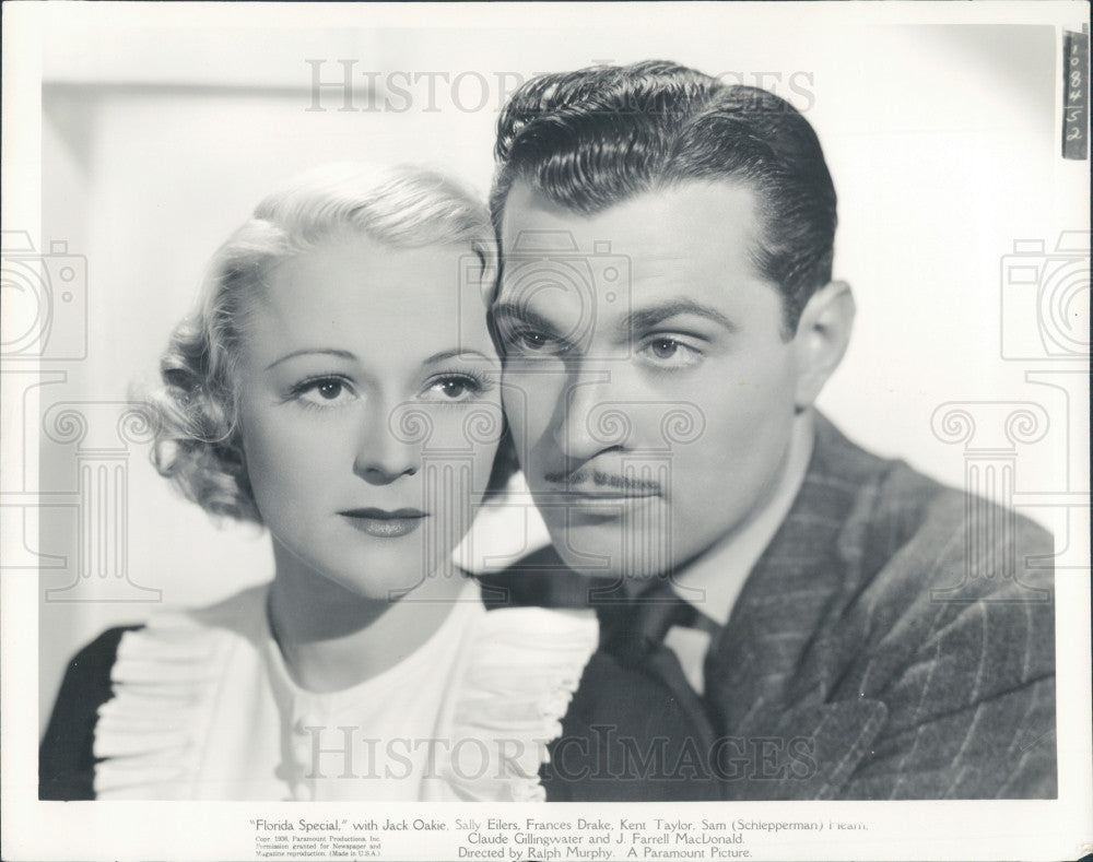 1936 Actors Kent Taylor &amp; Sally Eilers Press Photo - Historic Images