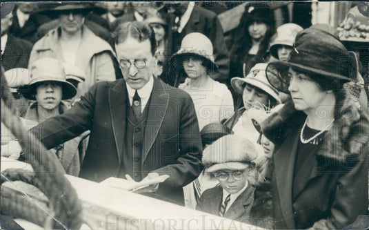1924 Jefferson MI Stone Laying Pres Church Press Photo - Historic Images