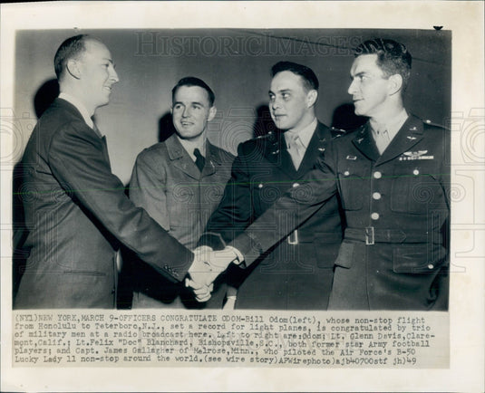 1949 Fliers Bill Odom/Capt James Gallagher Press Photo - Historic Images