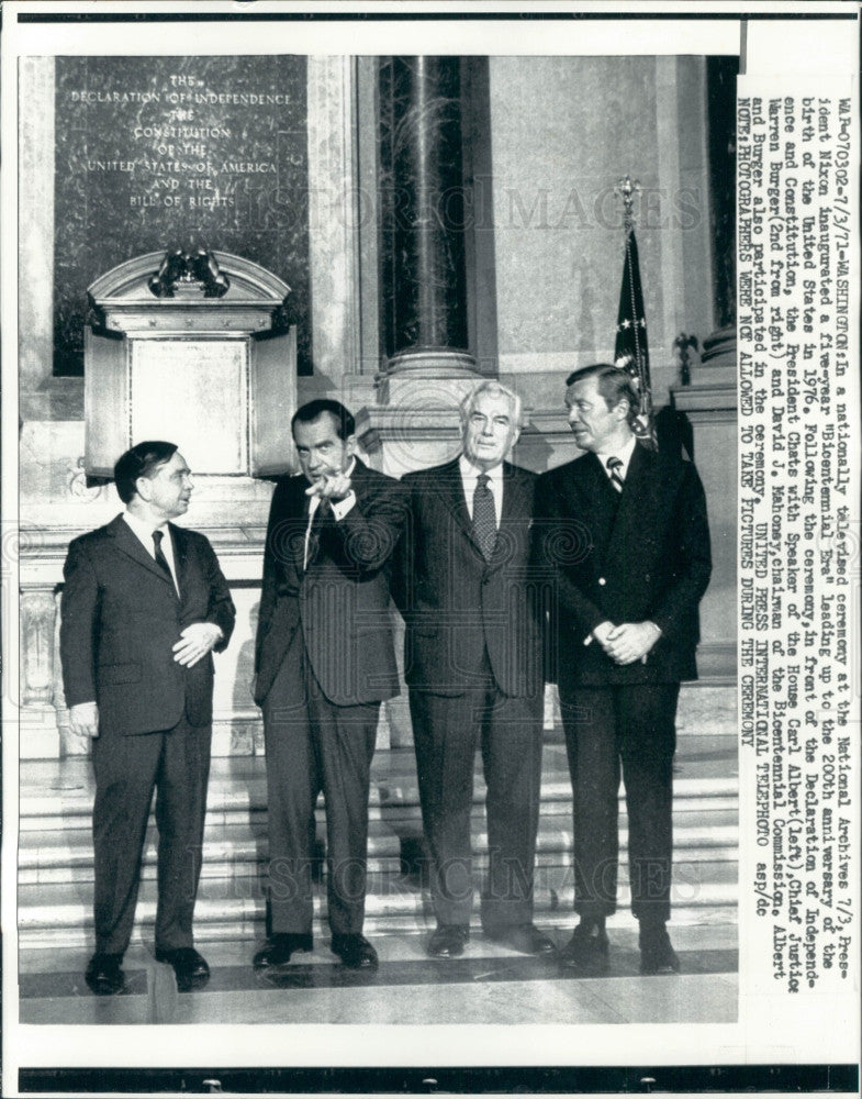 1971 US Pres Nixon Bicentennial Press Photo - Historic Images