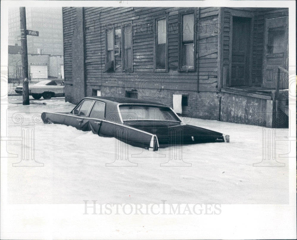 1979 Detroit Flooded Street Press Photo - Historic Images