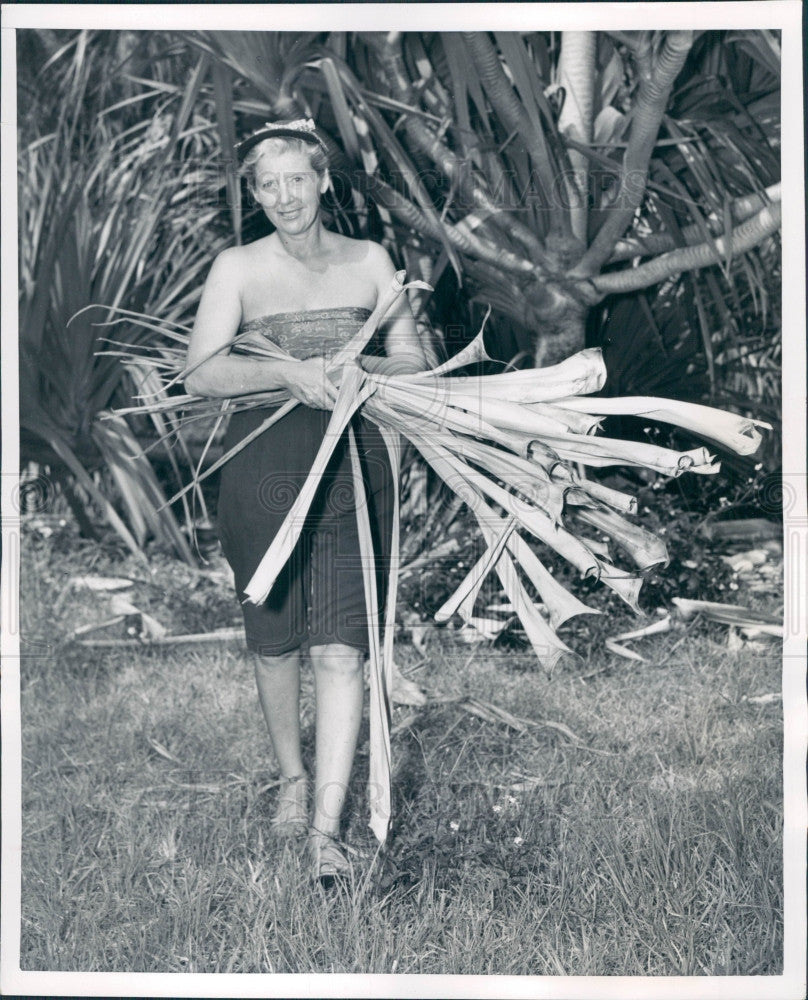 1951 Mrs. Hicks Pandanus Leaf Weaving Press Photo - Historic Images