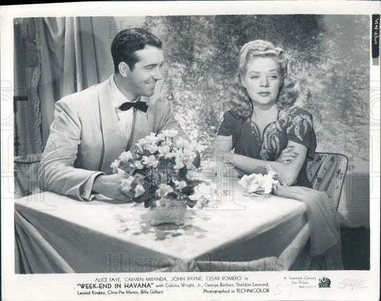 1940 Actors John Payne Alice Faye Press Photo - Historic Images