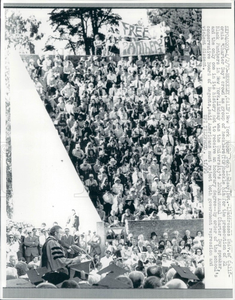 1970 Univ CA NY Mayor John Lindsay Press Photo - Historic Images