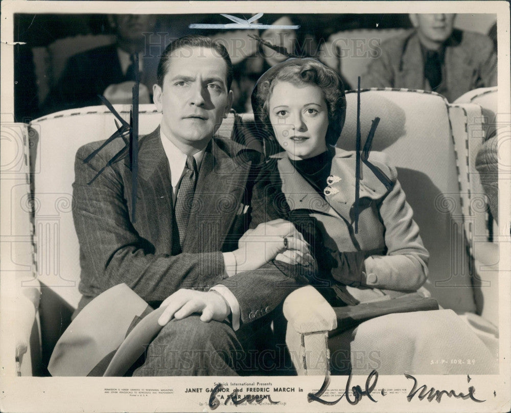 1937 Actors Janet Gaynor &amp; Fredric March Press Photo - Historic Images