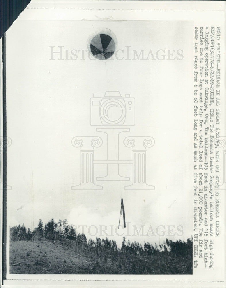 1969 OR Bohemia Lumber Co Balloon Press Photo - Historic Images