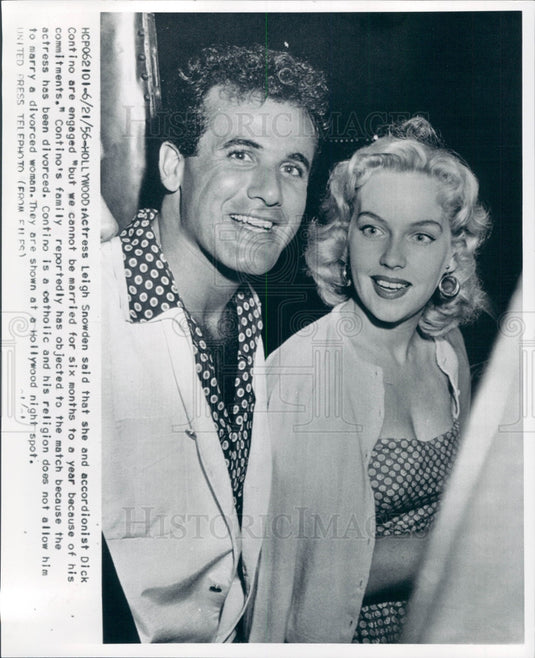 1956 Actress Leigh Snowden Musician Contino Press Photo - Historic Images