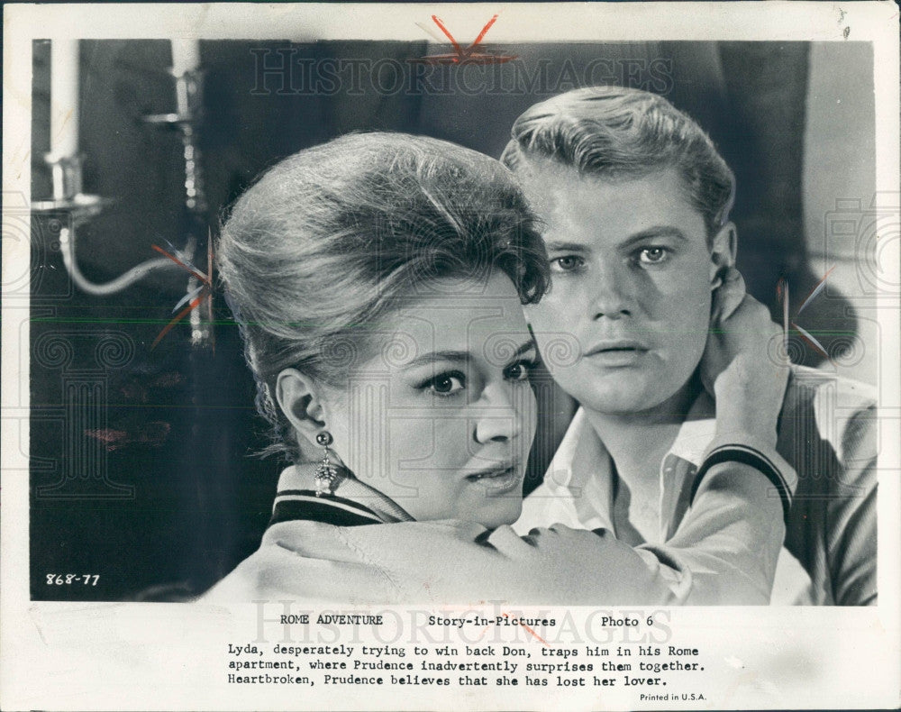 1962 Actors Angie Dickinson &amp; Troy Donahue Press Photo - Historic Images
