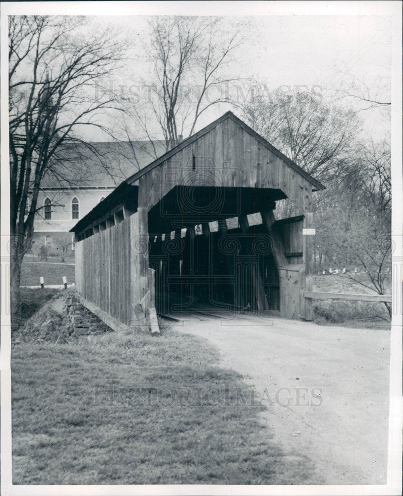 1951 MA Burkville Covered Bridge Press Photo - Historic Images