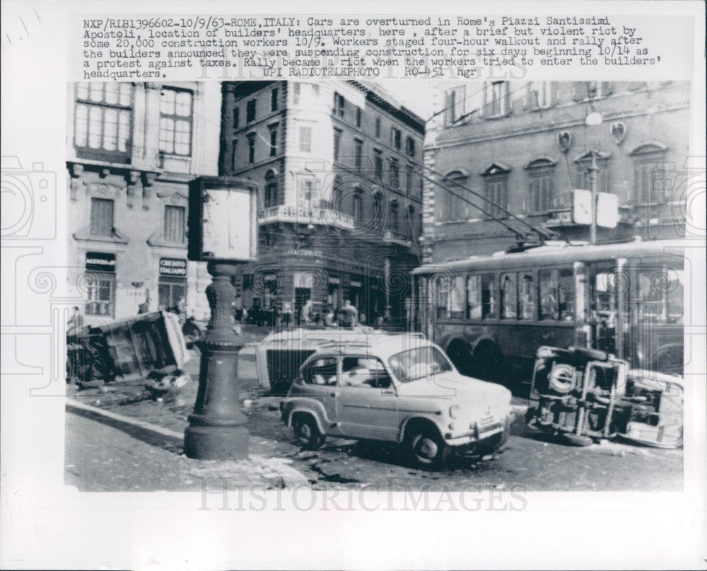 1963 Rome Italy Riots Press Photo - Historic Images