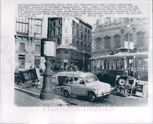 1963 Rome Italy Riots Press Photo - Historic Images