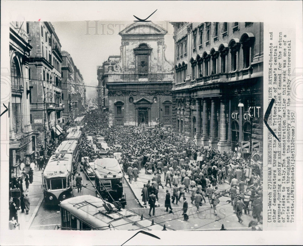 1952 Rome Italy Riots Press Photo - Historic Images