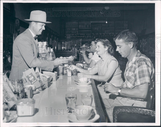 1954 Michigan Holmes Drugs Soda Fountain Press Photo - Historic Images