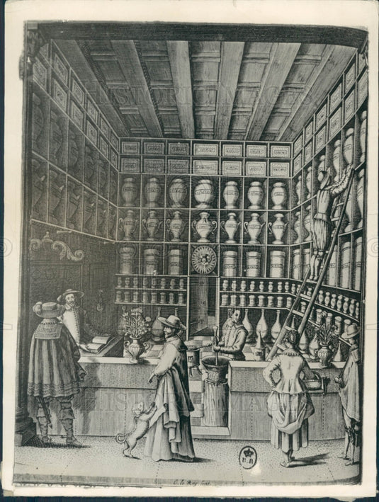 1924 France Wood Cut Drug Store Press Photo - Historic Images