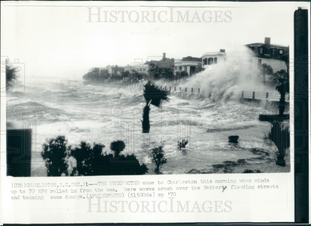 1970 Charleston S.C. Storm Press Photo - Historic Images