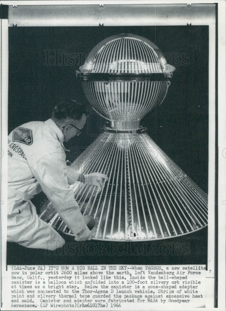 1966 Satellite Pageos Press Photo - Historic Images