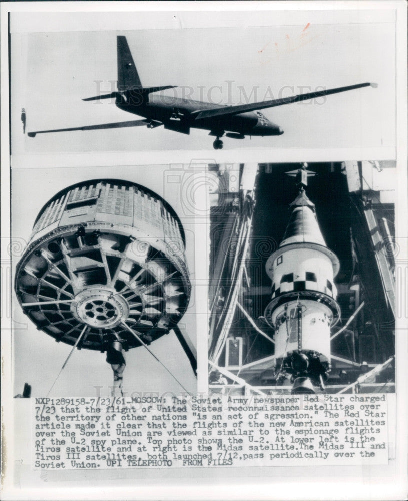 1961 U-2 Spy Plane/Tiros &amp; Midas Satellite Press Photo - Historic Images