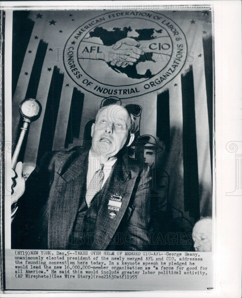 1955 AFL-CIO President George Meany Press Photo - Historic Images