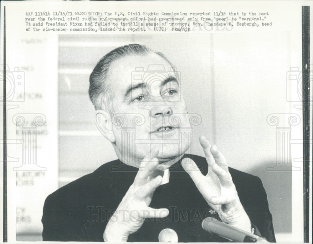 1971 US Civil Rights Comm Rev Hesburgh Press Photo - Historic Images