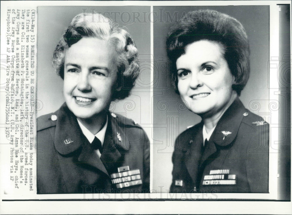 1970 1st Female Generals Hays &amp; Hoisington Press Photo - Historic Images