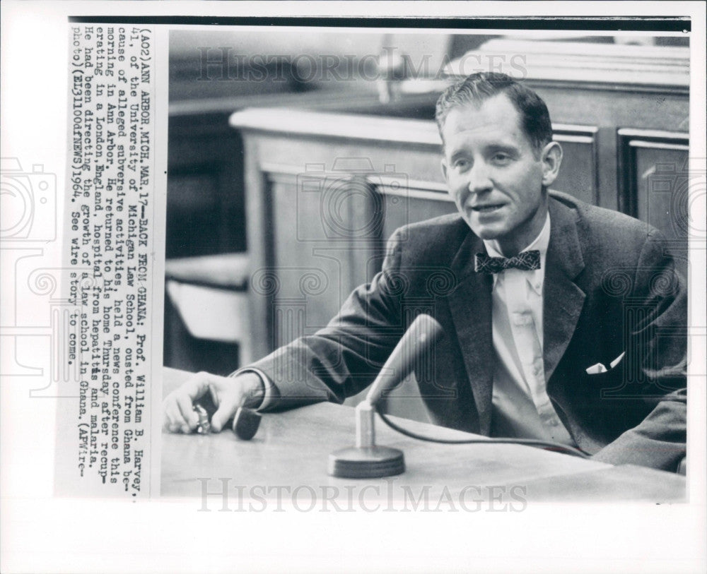 1964 Univ Mich Prof William B. Harvey Press Photo - Historic Images