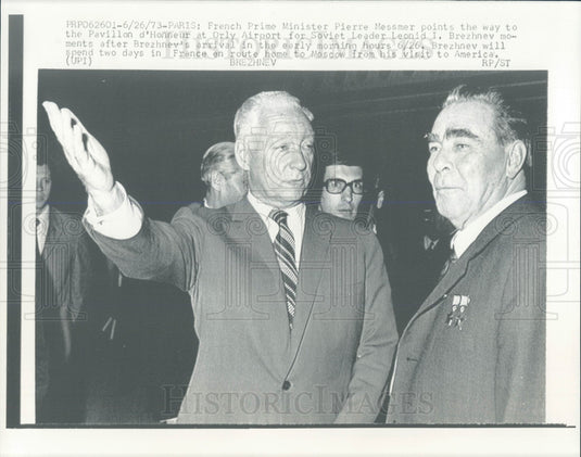 1973 France PM Messmer Russia Brezhnev Press Photo - Historic Images