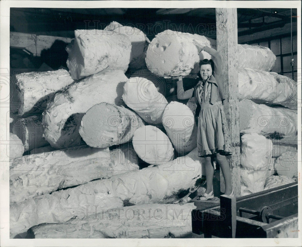 1946 Detroit Styrene Log Dorothy Nowak Press Photo - Historic Images