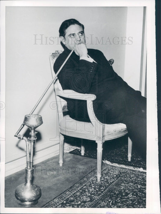 1954 Pakistan Ambassador Ali & Hookah Pipe Press Photo - Historic Images
