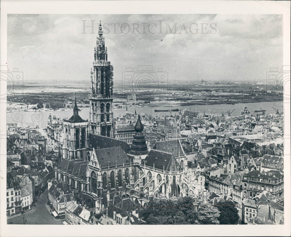 1947 Antwerp Belgium Aerial Press Photo - Historic Images