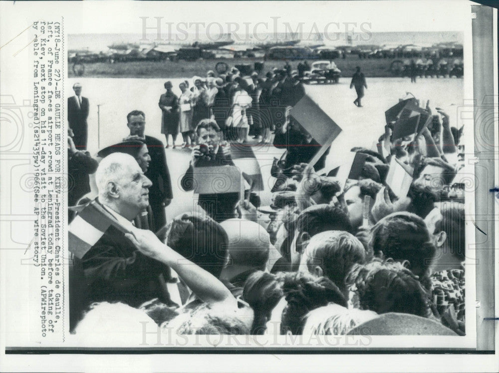 1966 France President Charles de Gaulle Press Photo - Historic Images