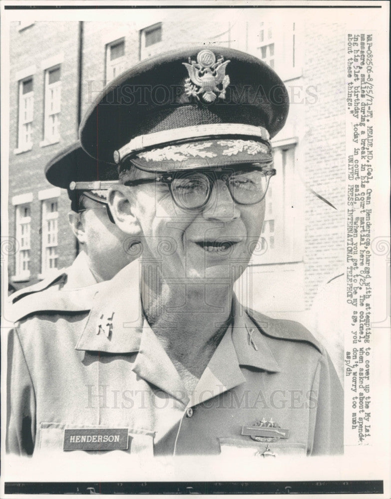 1971 US Army Oran Henderson Court Martial Press Photo - Historic Images