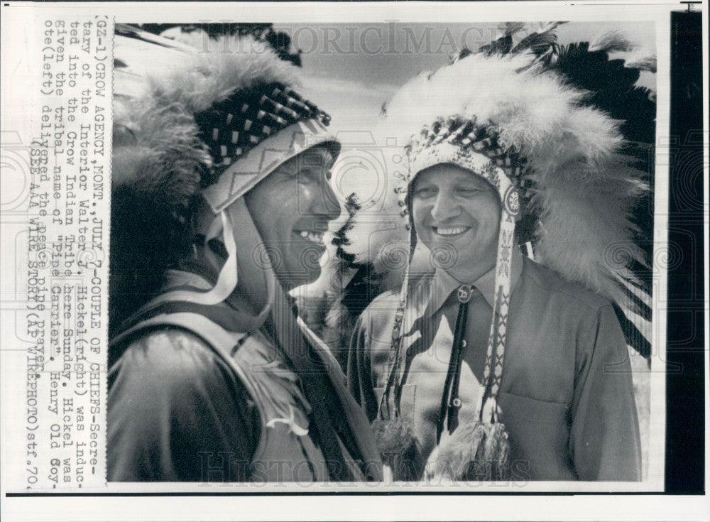 1970 US Interior Sec Hickel Crow Chief Press Photo - Historic Images