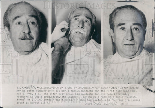 1951 Actor Adolphe Menjou Press Photo - Historic Images