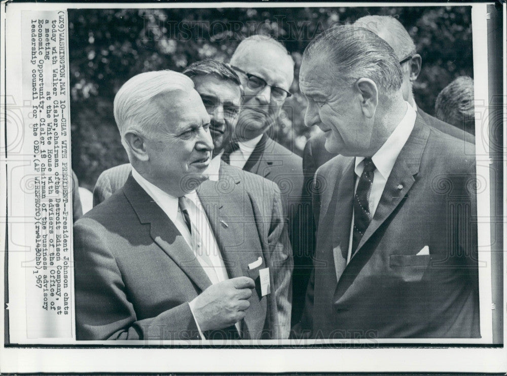 1967 US Pres Johnson Detroit Edison Cisler Press Photo - Historic Images